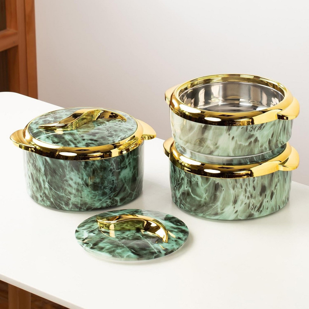 Набор термосов для еды 3в1 термоконтейнеры для сервировки стола, для хранения горячей и холодной пищи 2.5-2-1.5 л,зелёный Каменец-Подольский - изображение 7