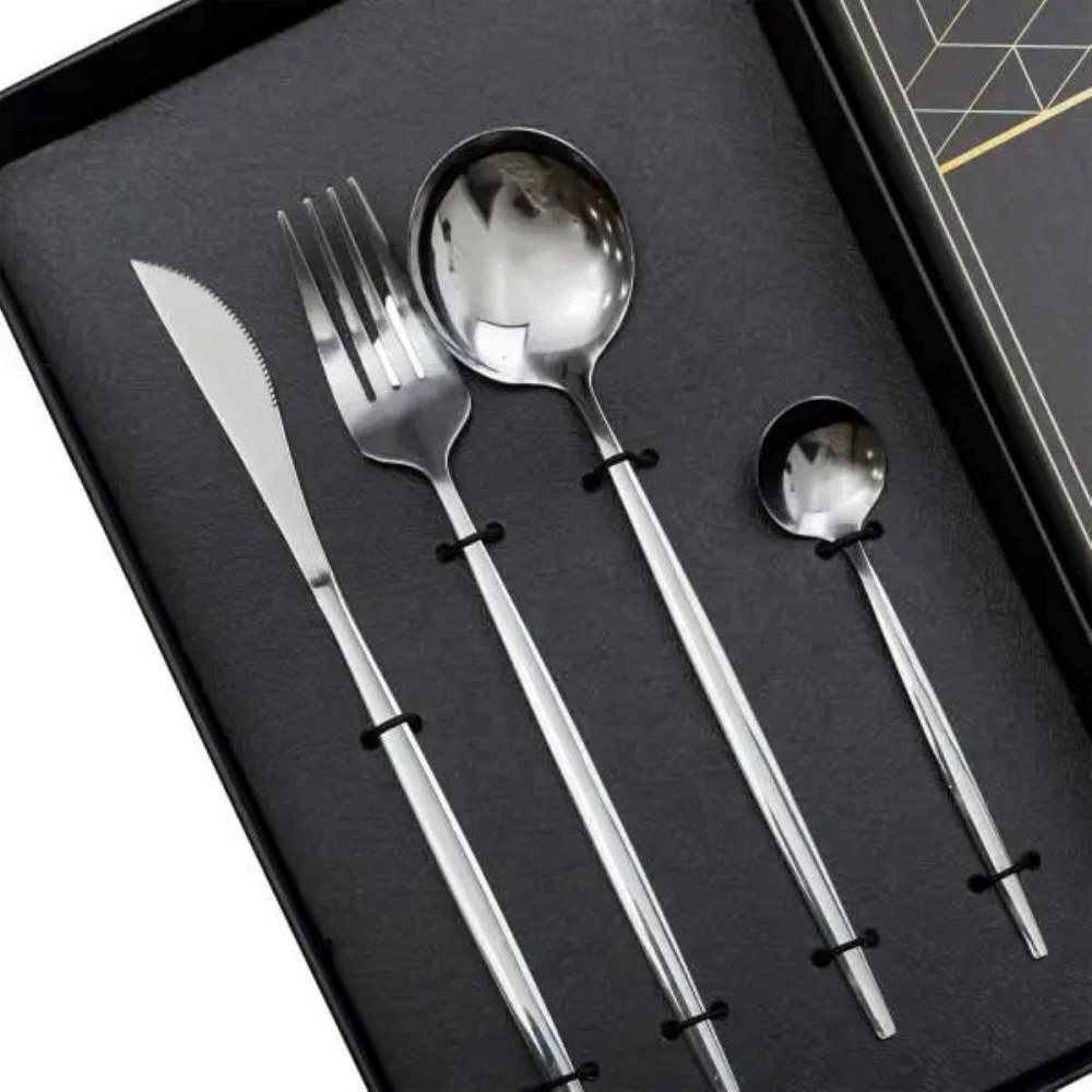 Набор столовых приборов 24 предмета набор ложек вилок и ножей на 6 персон Серебристый HP-20-42 Киев - изображение 2