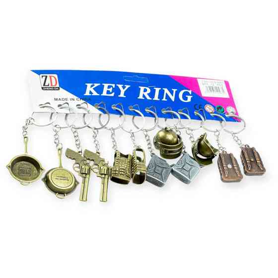 Брелок "асорті метал бронежилет, каска, каністра, пістолет, рюкзак, сковорідка (12 шт) Мукачево