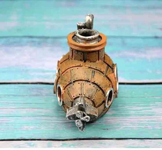 Декор для акваріума "Затонувший підводний човен" - розмір 13*9*6 см, смола, акваріумний декор Київ