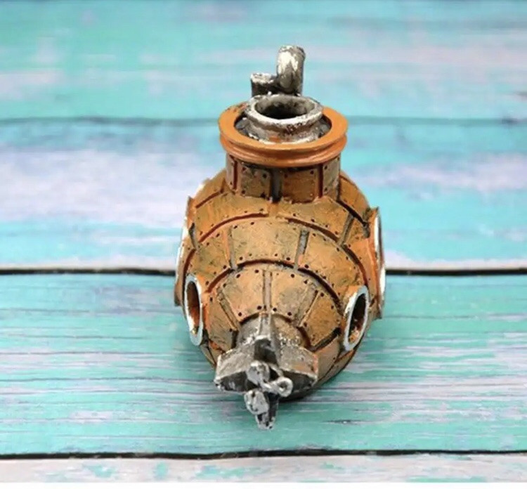 Декор для акваріума "Затонувший підводний човен" - розмір 13*9*6 см, смола, акваріумний декор Київ - фото 6