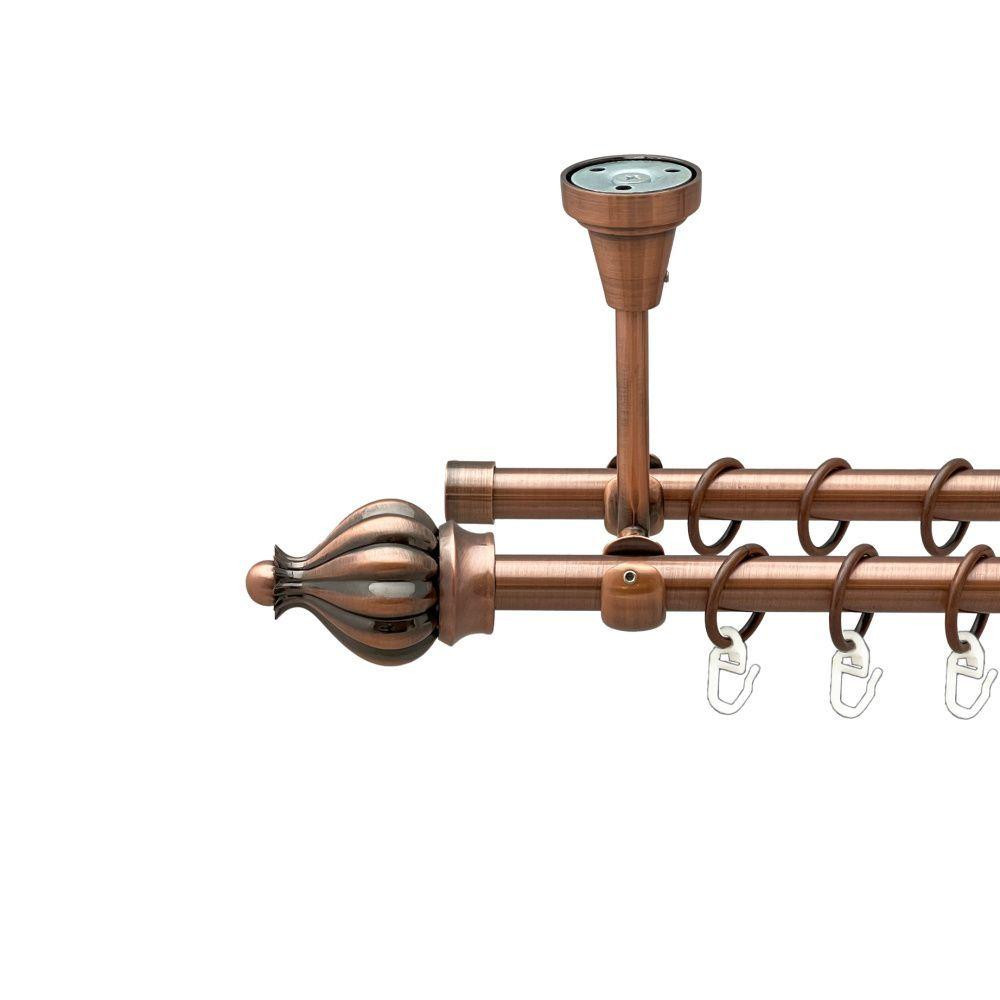 Карниз Orvit Таджа металевий дворядний відкритий до стелі гладка труба кільце металеве Мідь 16\16 мм 120 см Львов - изображение 1