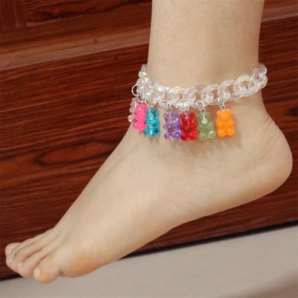 Браслет з желейними ведмедиками на ногу - довжина 20см + 10см, регулюється, пластик Київ - фото 1