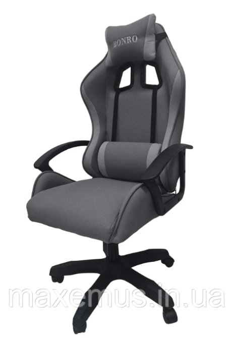 Компьютерное кресло для геймера из ткани кресло для работы за компьютером с регулировкой спинки B-944 серое Мостиска - изображение 3