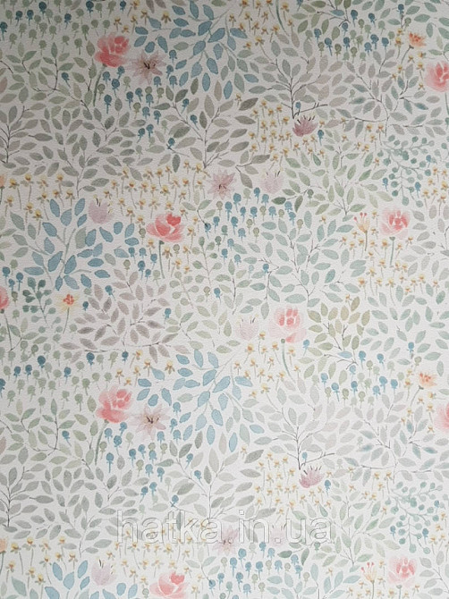 Шпалери флізелінові дитячі еко Lutece Tartine et Chocolat ніжні квіти червоні листочки зелені блакитні Київ - фото 2