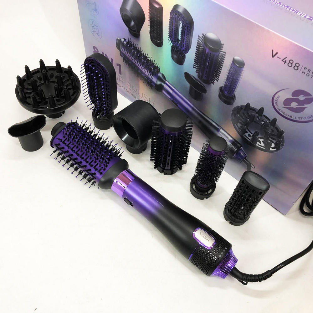 Фен-щітка повітряний з насадками, Фен для красивої укладки волосся, Фен-щітки стайлери AW-19 Львів - фото 6