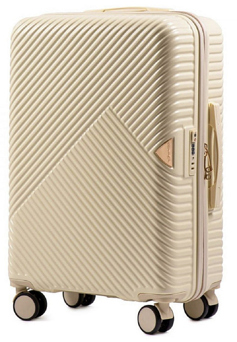 Чемодан пластиковый Wings WN01 средний 65 см бежевый Киев - изображение 1