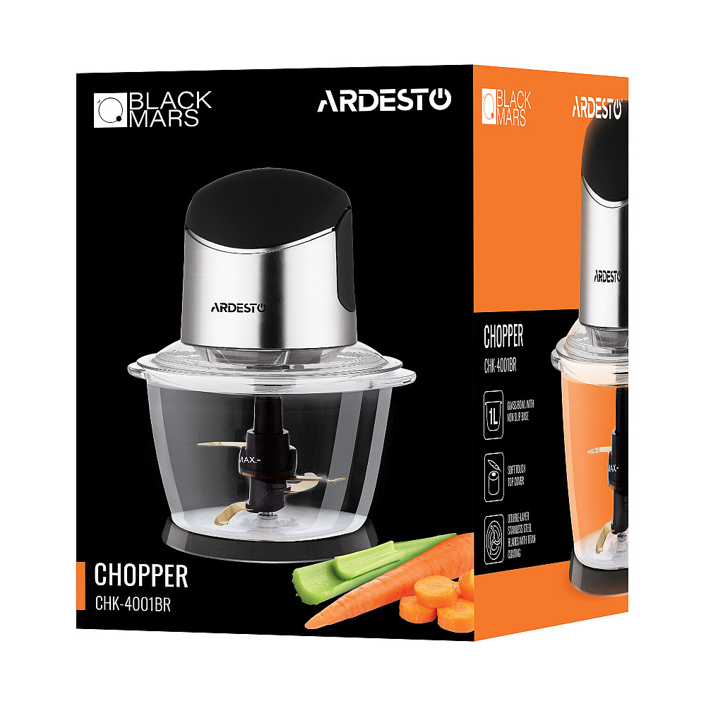 Подрібнювач ARDESTO, 400Вт, чаша-1000мл, скло, корпус-пластик/метал, чорно-сріблястий Киев - изображение 7