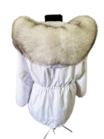 Парка зимняя женская с мехом песца Белый 60 75см Харьков