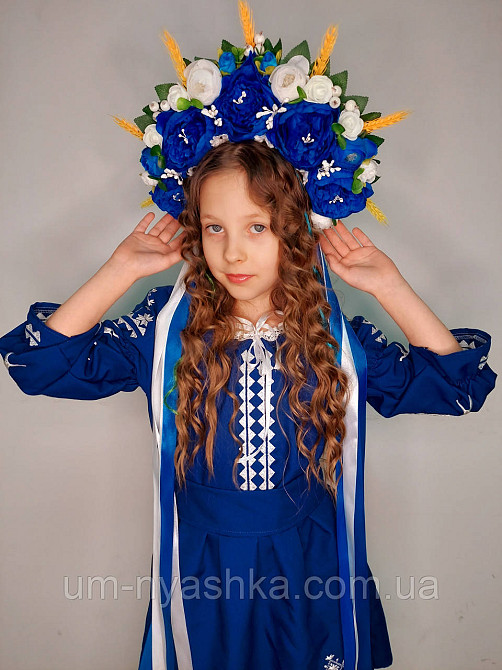 Віночок ободок з квітами "Сценічний з колосками та стрічками" Кривий Ріг - фото 2