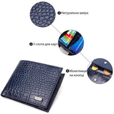 Портмоне Canpellini Из натуральной кожи Синее (21774) Винница - изображение 6