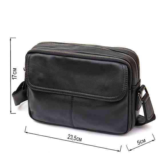 Сумка Vintage 14548 з натуральної шкіри зерниста Чорна Київ