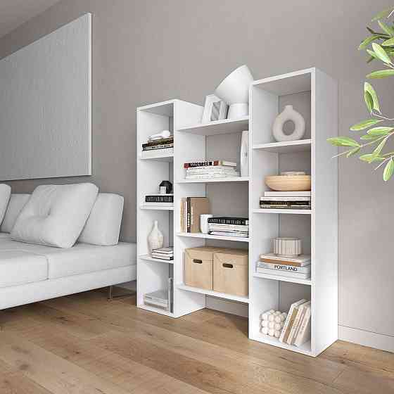 Стелаж для книг VAYS D-8 Білий, сучасна полиця, ЛДСП 130×30×140 см - для дому, офісу, вітальні Львів