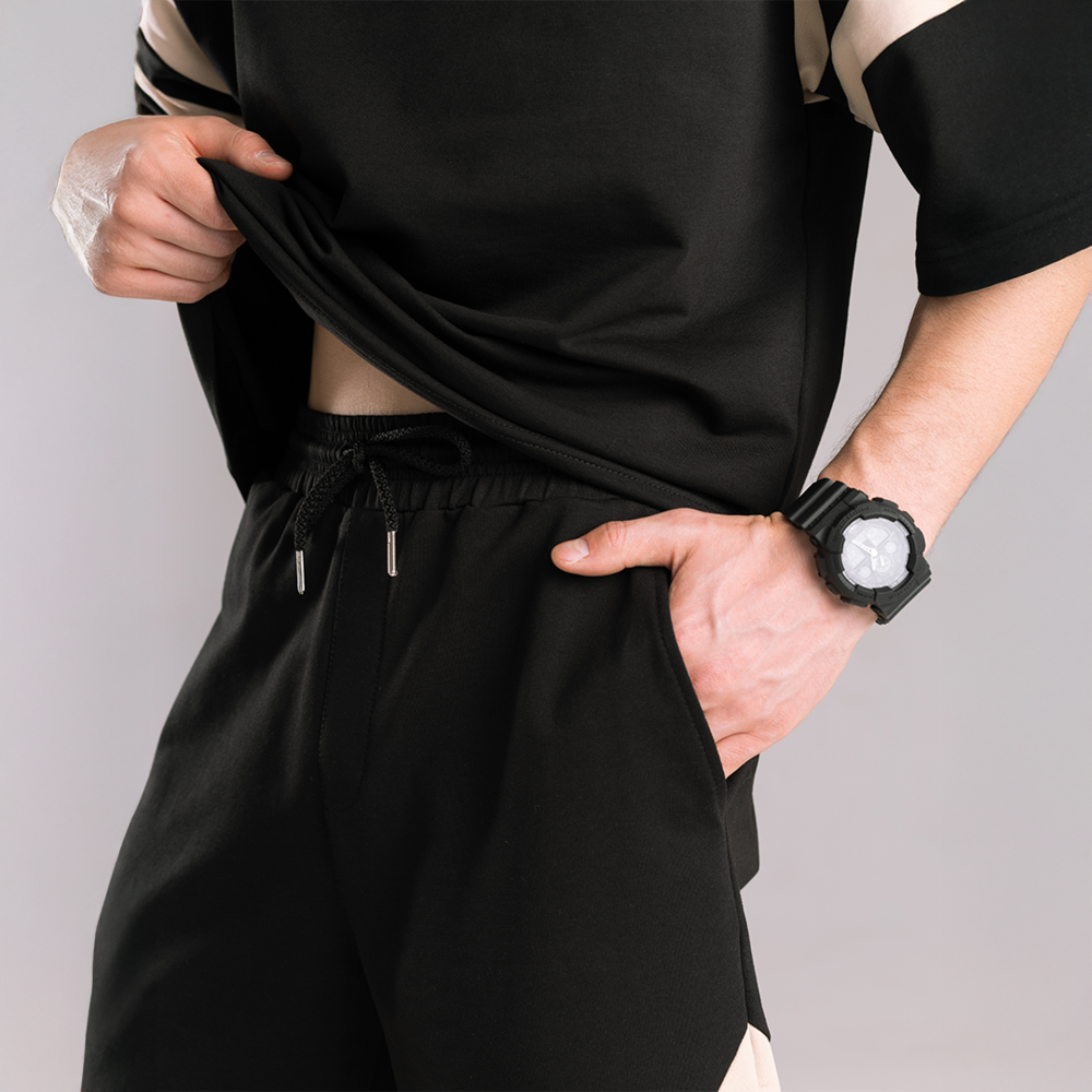 Чоловічий літній комплект шорти і футболка чорний вільного крою Pobedov Flow Київ - фото 7