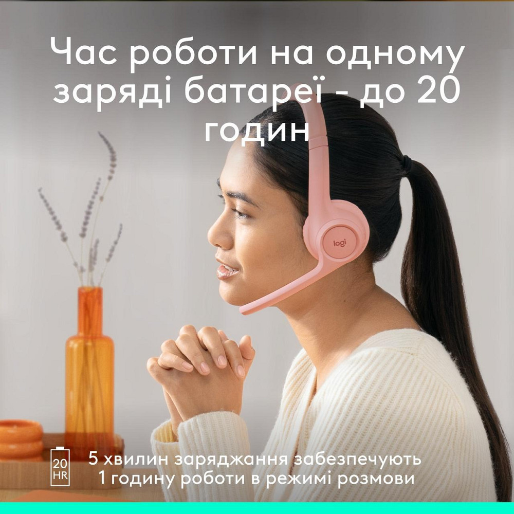 Bluetooth-гарнітура Logitech Zone 300 Wireless Rose (981-001412) Рожевий Харків - фото 5