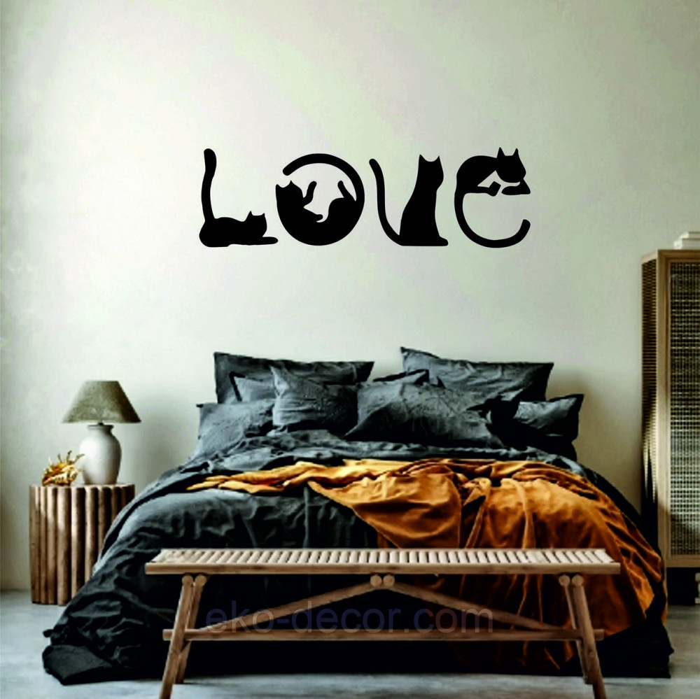 Декоративное настенное Панно «Коты - Love» Декор на стену 110*360 см, Черный Киев - изображение 6