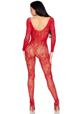 Бодистокинг Leg Avenue Crotchless Fishnet Bodystocking One Size Red Львов