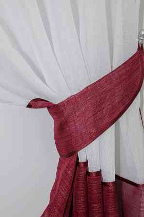 Кухонный комплект, шторки с ламбрекеном и подхватами цвет бордовый с белым 073к 59-292 Киев