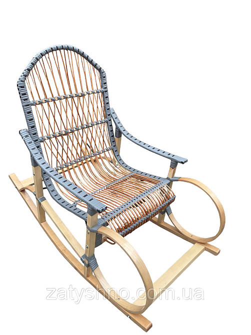 Крісло гойдалка плетена сіра з ротангом Київ - фото 6