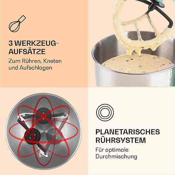 Кухонна машина Bella Elegance 2000 Вт/2,7 л. с./5.2 літра з неіржавкої сталі, яка не містить BPA, Рівне