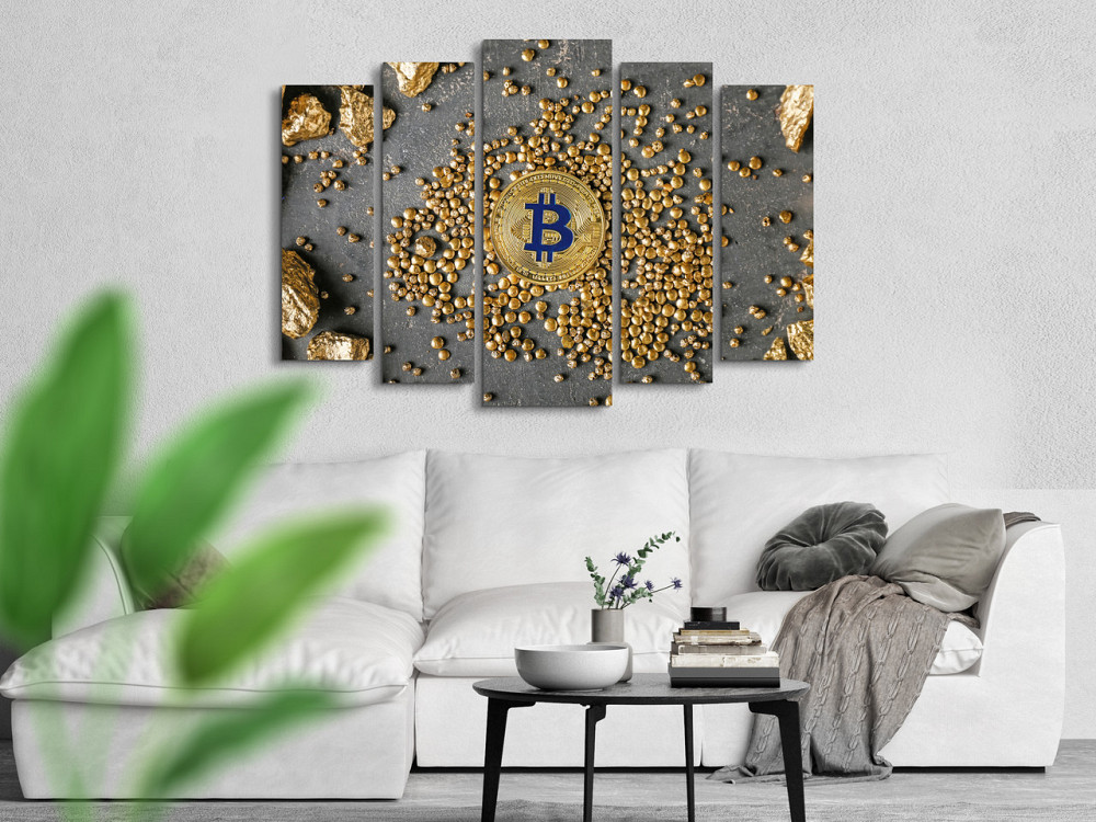 Модульна картина у вітальню / спальню Золотий Биткоин Art-377_5 ( 80х118см ) Київ - фото 2