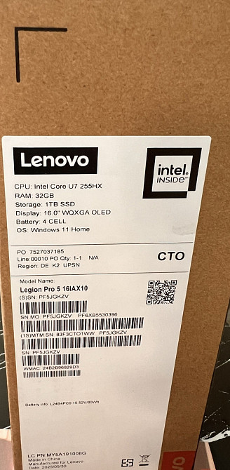 Нове Oled Legion 5pro ultra 7-255hx ddr5-32 Rtx 5070 ssd 1000 Харьков - изображение 6