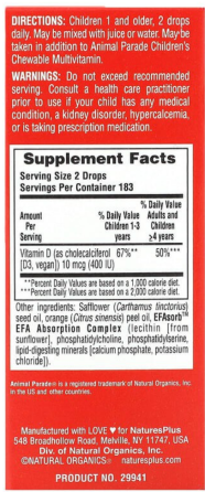 Vitamin D3 Liquid Natures Plus Vitamin D3 Liquid Drops Animal Parade 10ml Orange Київ