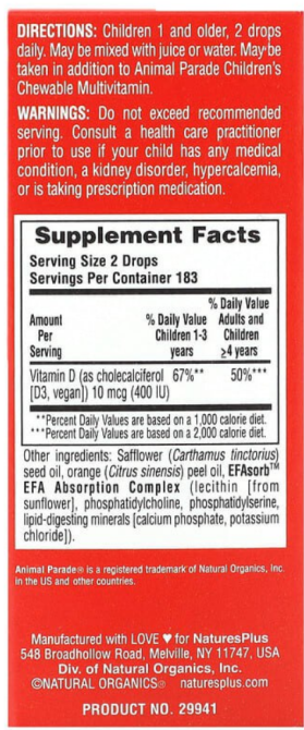 Vitamin D3 Liquid Natures Plus Vitamin D3 Liquid Drops Animal Parade 10ml Orange Київ - фото 2