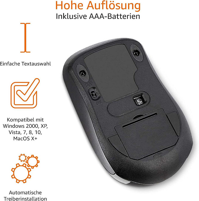 Беспроводная оптическая мышь с USB nano-приёмником черная универсальная для ноутбука и ПК Киев - изображение 4