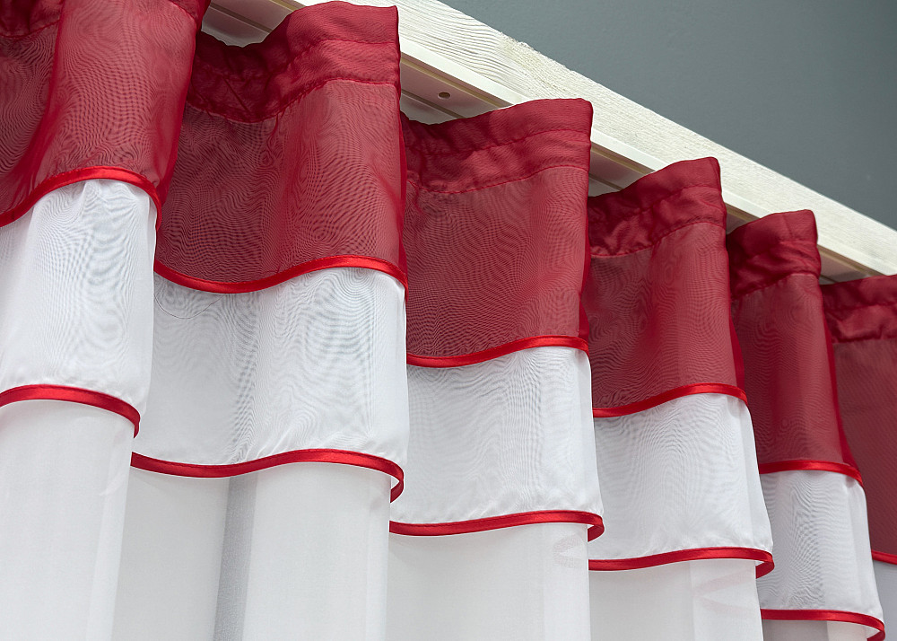 Кухонная гардина VR-Textil № 036к арка белый с красным 280х170 см (52-0404) Киев - изображение 4