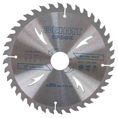 Диск пильный Зеніт "ПРОФІ" пильный по дереву 200x32/30, ATB 40 (19200640) Винница