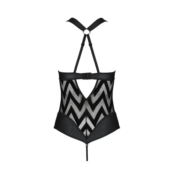 Сітчастий боді з халтером та ритмічним малюнком Passion Hima Body L/XL, black Львів