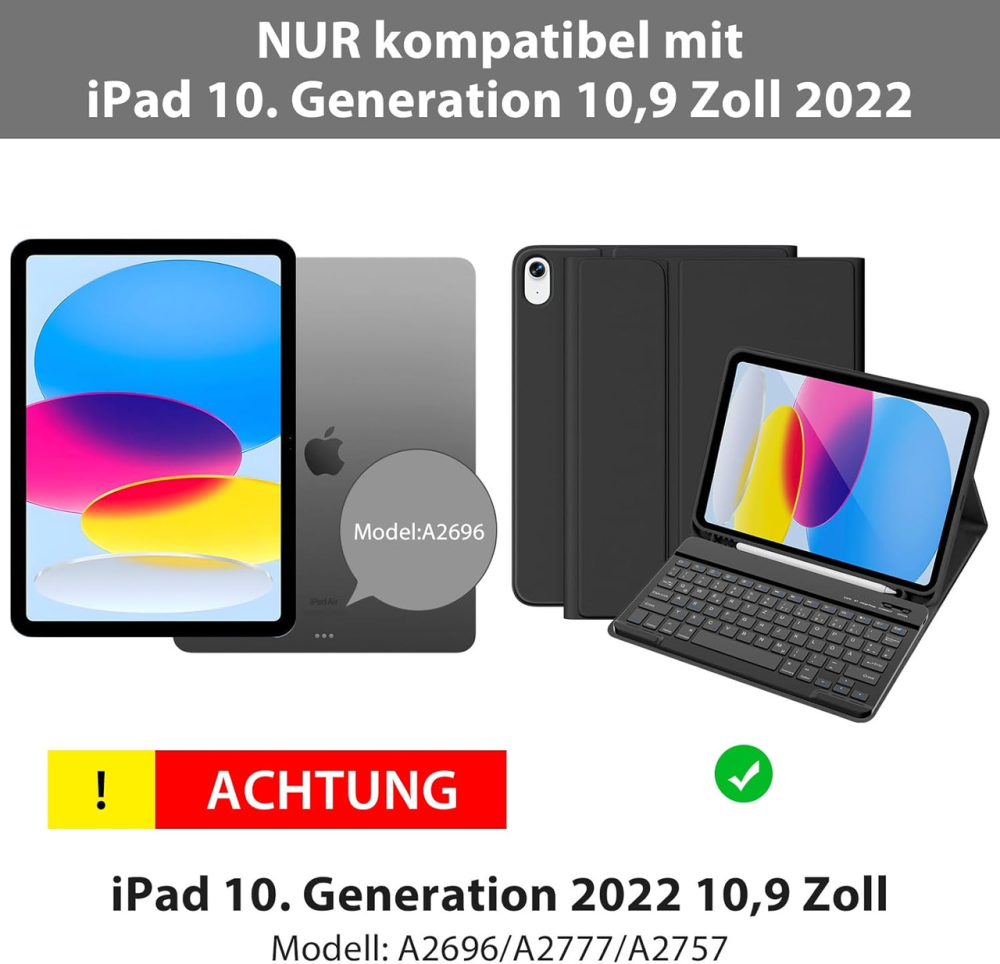 Чехол-клавиатура для iPad 10-го поколения 10.9 дюймов 2022 года, с Bluetooth клавиатурой, с держателем для стилус для iPad 10-го Киев - изображение 3