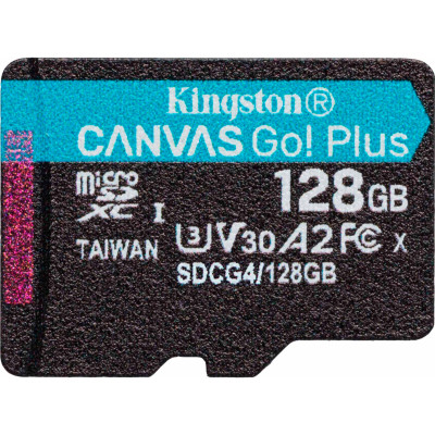 Карта памяти Kingston 128GB microSDXC сlass 10 UHS-I U3 V30 A2 Canvas Go Plus G4 (SDCG4/128GBSP) Винница - изображение 1