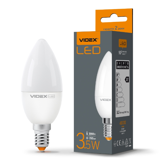 Лампа LED C37e 3,5W E14 3000K 220V Videx Житомир - изображение 1