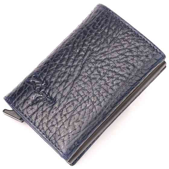 Візитниця із натуральної крупнозернистої шкіри KARYA 20980 Синій Київ