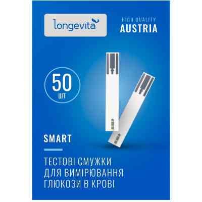 Тест-полоски для глюкометра Longevita Smart 50 шт. (6397644) Винница