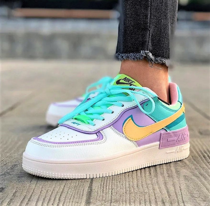 Кросівки Nike Force Білі Жіночі Шкіряні Форси Shadow Різнобарвні Найк (розміри: 36,37,38,39,40) Відео Огляд — 2 Дніпро - фото 8