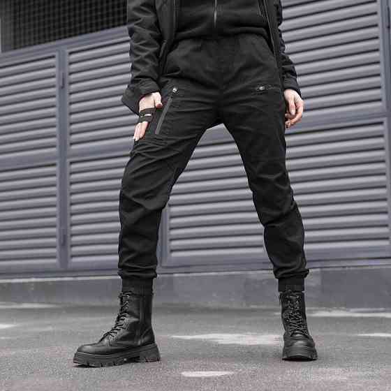 Брюки-карго для женщин весенние/осенние с карманами черные Pobedov Papin Brodyaga Женские Киев