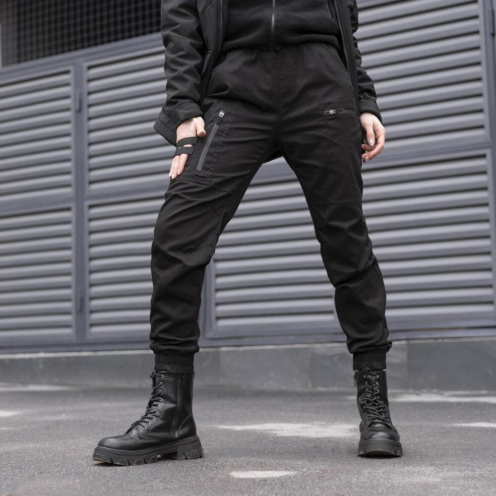 Штани-карго для жінок весняні / осінні з кишенями чорні Pobedov Papin Brodyaga Жіночі Київ - фото 2