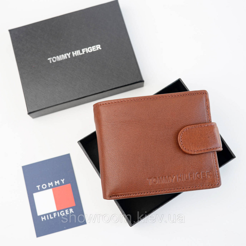 Мужское кожаное портмоне на кнопке TH (2081) brown Киев - изображение 1
