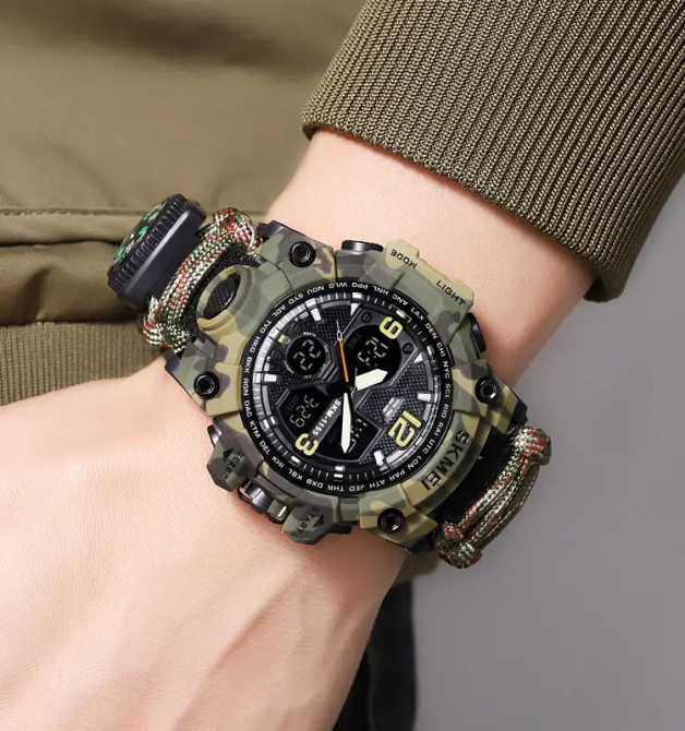 Часы мужские спортивные Skmei 1155 B hamlet на паракордовом ремешке (Камуфляж) Киев - изображение 6
