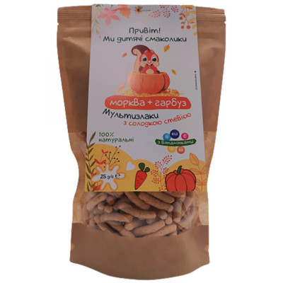 Детское печенье Дитячі Смаколики Палочки неглазированные Мультизлаки с чиа, морковью и тыквой 25 г (1181039) Винница - изображение 1