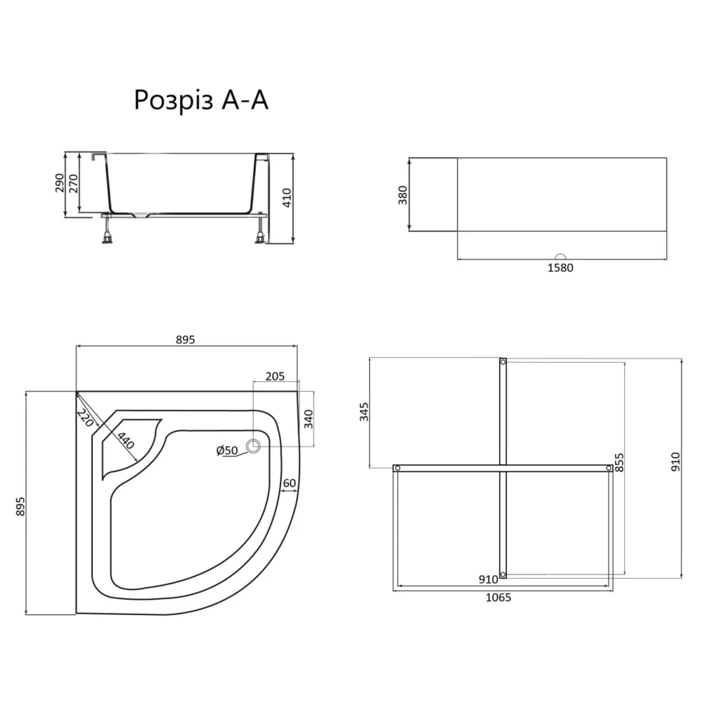 Душовий піддон Lidz KAPIELKA ST90x90x41 Київ - фото 8