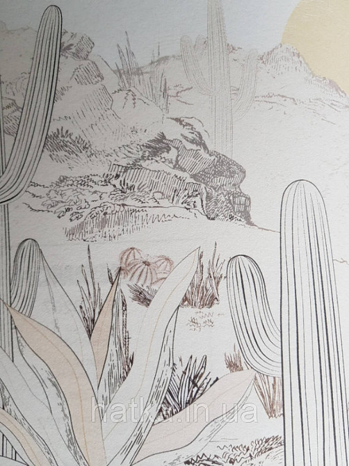 Обои виниловые  Lutece Bensimon панно 260х250 см джунгли львы пантеры пальмы кактусы на песочном Киев - изображение 3