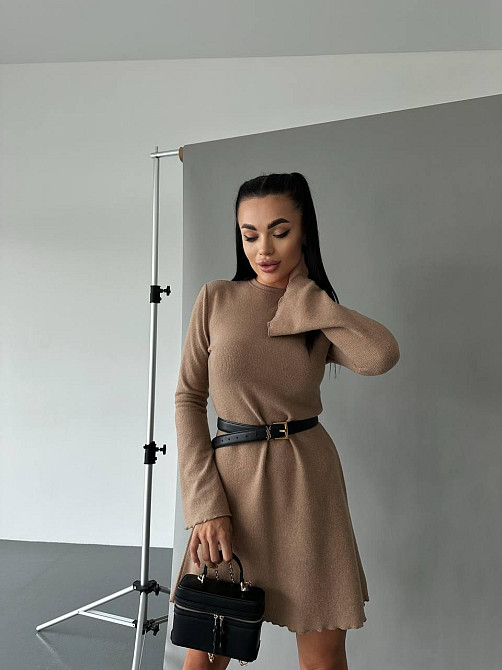 Женское базовое платье качественное и плотное рубчик-анкора Турция (не просвечивает) Беж Одесса - изображение 5