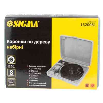 Коронка Sigma по дереву наборная 64, 76, 89, 102, 127 мм, кейс (1520081) Винница