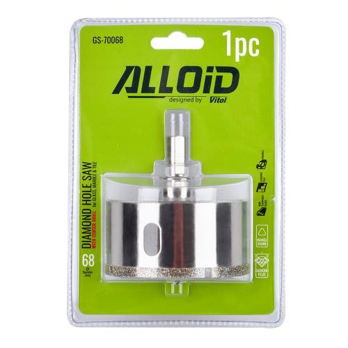 Свердло корончате алмазне по склу та кераміці 68мм з центрувальним свердлом Alloid Одеса - фото 2