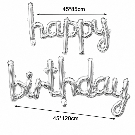 Гирлянда фольгированная Happy Birthday серебряная, воздушные шарики слим буквы на день рождения Киев