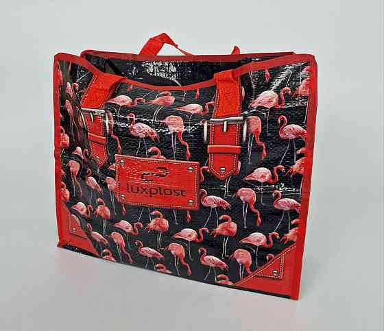 Сумка полипропиленовая на змейке с цветным рисунком  (36*34) Розовый фламинго (1 шт) Харьков